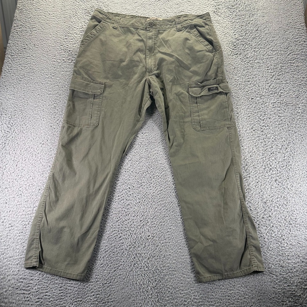 Wrangler‎ Pant Men's 40x30 Green Cotton Cargo Straight Workwear Utility Travel
